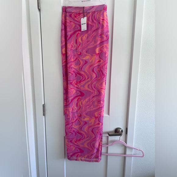 NWT ShowPo swirl print mesh maxi skirt - US 6/ UK 10 - Picture 3 of 7